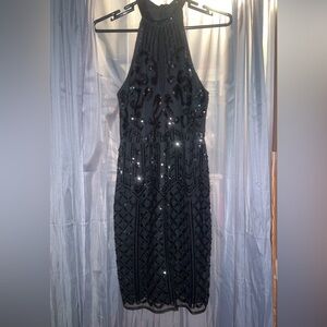 Black Beaded Cocktail/ Formal Dress